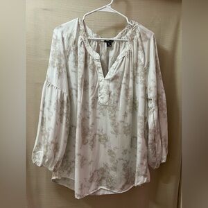 Eddie Bauer 100% Lyocell Boho Peasant Blouse – Soft Neutral Tie Dye, Women’s XL